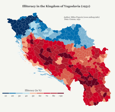 Illiteracy in Kingdom of Yugoslavia in 1931