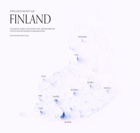 Population density map of Finland