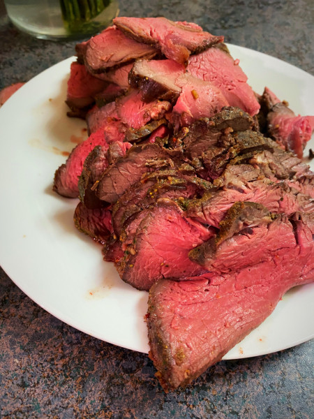 Perfectly medium rare roast beef