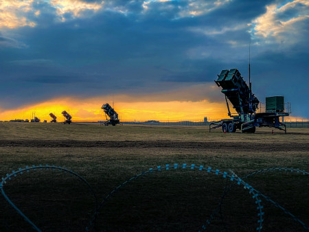 US army Patriot missile batteries from the 5th Battalion, 7th Air Defense Artillery Regiment in Poland on April 10, 2022