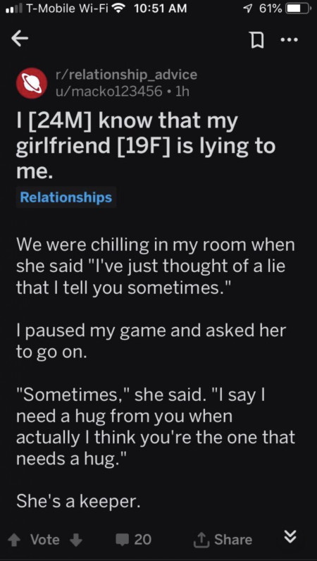 a very wholesome girlfriend