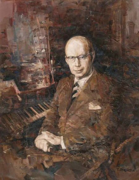 A painting of Prokofiev created by Terezia Sedlakova