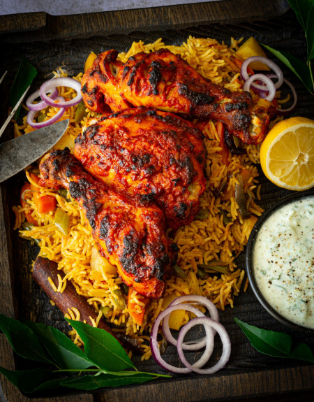 Chicken Tandoori with Vegetable Biryani &amp;amp; Cucumber Raita