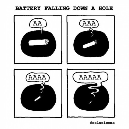 Battery falling down a hole