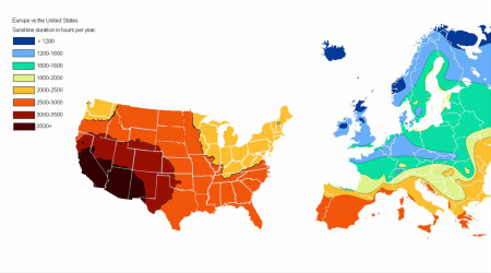 Sunshine Duration in Euorpe and the United States