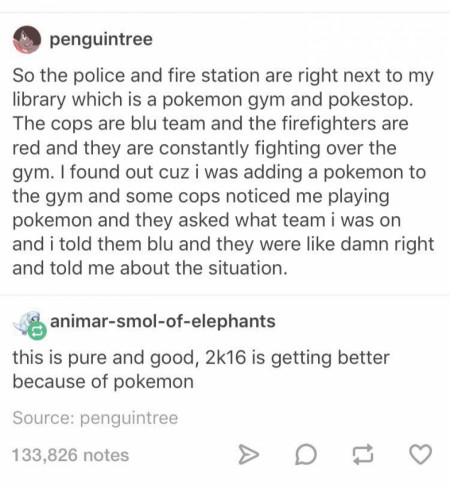 Kinda wholesome. Pokemon go could be the closest thing we got to world peace