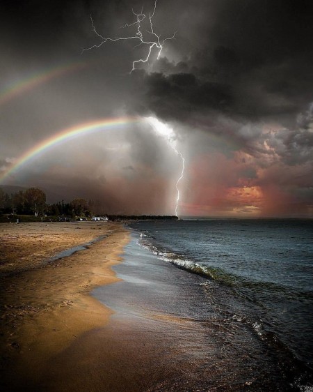 Two Rainbows and one huge thunderbolt, altogether