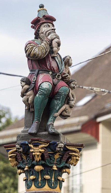 500 year old statue here in Bern, Switzerland that depicts a man eating a sack of baby’s