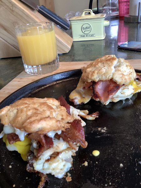 Grilled breakfast biscuits, New Hampshire style