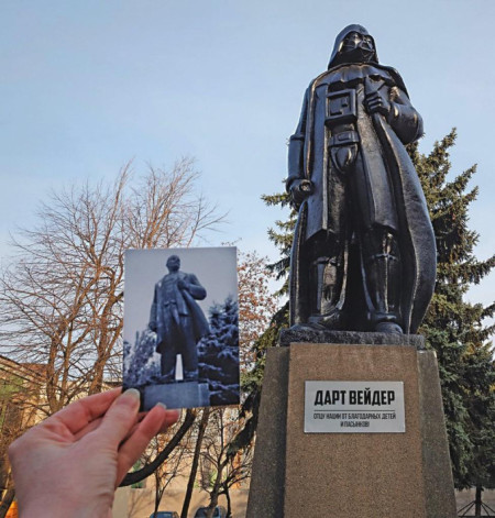 darth vader statue replacing lenin in odesa, ukraine