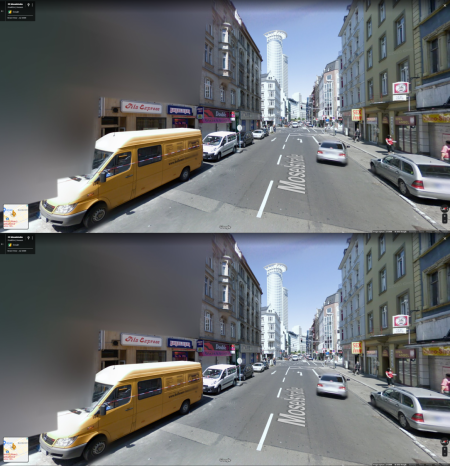 Google Street View, Frankfurt in 2008 vs 2008 (it was discontinued)