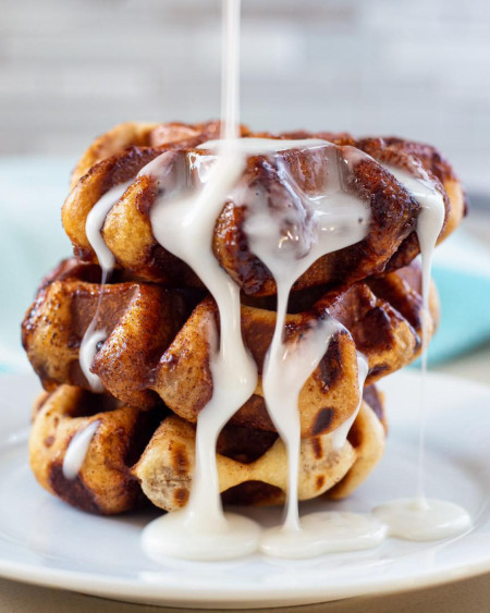 Cinnamon roll waffles