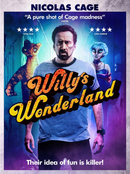 U.K. poster for Willy’s Wonderland - Nic Cage Vs. evil animatronics