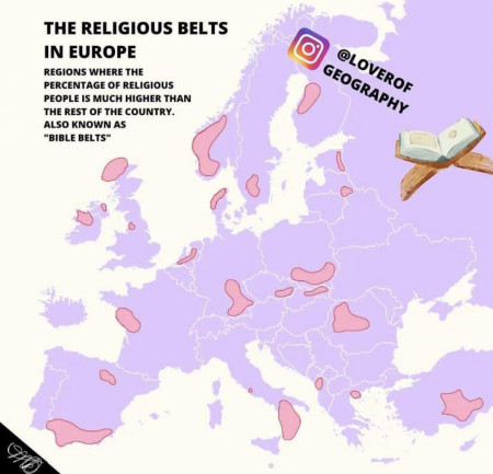 The religious belts in Europe