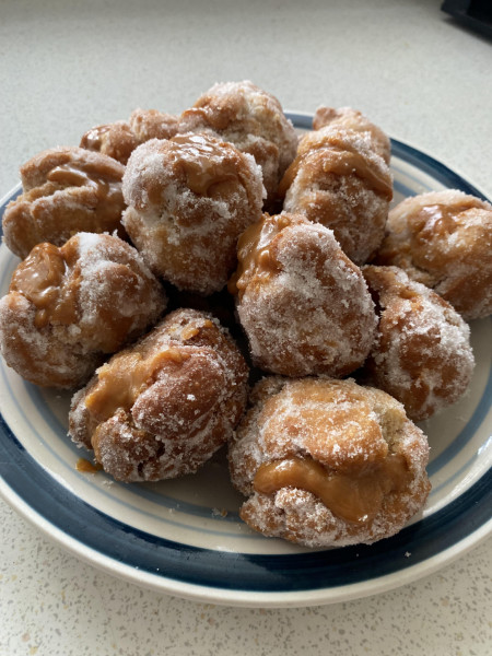 Homemade mini Caramel filled Doughnuts