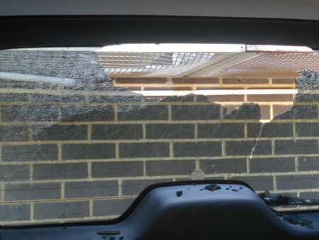 Couldn&#039;t see the buildings Aircon unit when reversing. Shattered the window entirely