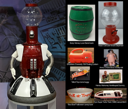 toys and other parts that make up MST3K&#039;s Tom Servo puppet