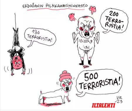 Finnish cartoonist presents: Erdogan&#039;s mockery price list (translation not needed)