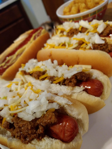 Chili dogs with tater nugs