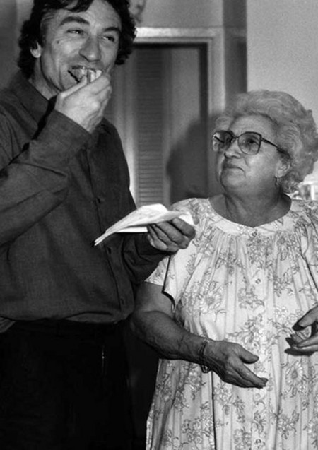 Robert De Niro and Martin Scorsese&#039;s mother. She used to cook for cast and crew on the sets of her son&#039;s movies. (1980s)