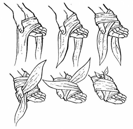 guide for tying &quot;leaf&quot; bandages