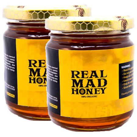 Mad Honey: used for medicinal, recreational purposes. Low dose causes euphoria, high dose causes hallucinations