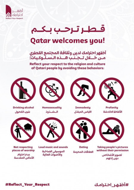 cool? Guide showing tourists what they cannot do in qatar