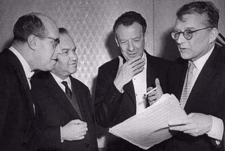 Rostropovich, Oistrakh, Britten, and Shostakovich together. Does anyone know the story behind this photo?