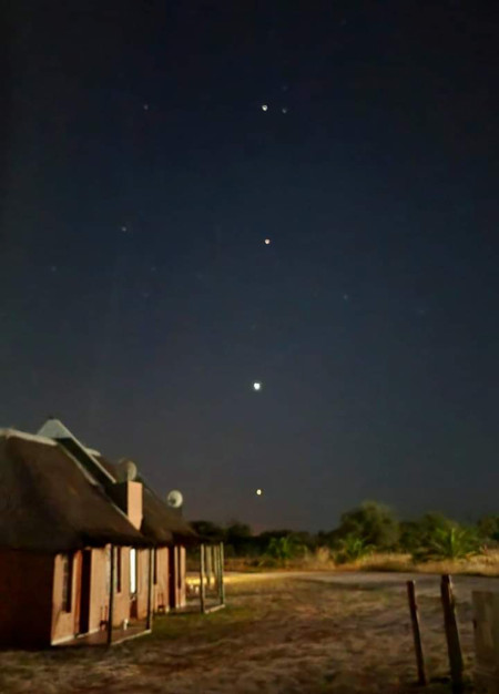 Earth, Mars, Venus, Saturn and Jupiter in a straight line across the sky