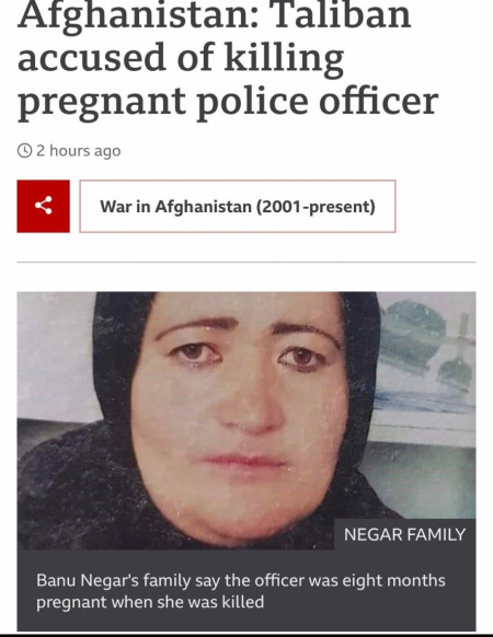 Taliban kills a police officer who was 8 months pregnant, in front of her family