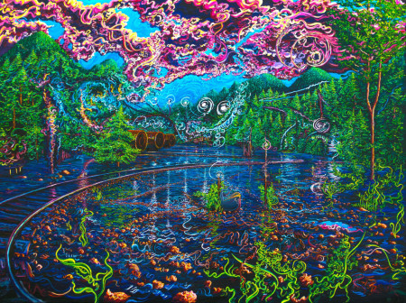 Detailed, trippy oil painting