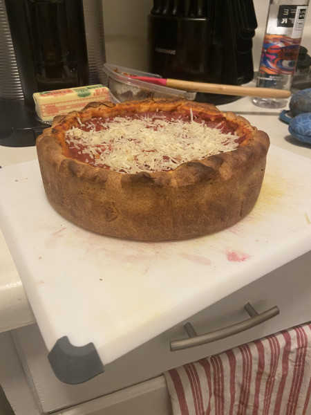 Home made deep dish pizza