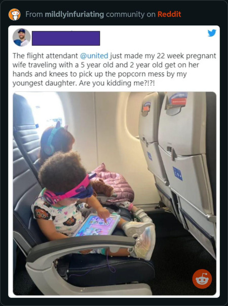 Pro baseball player upset wife asked to clean up their kids popcorn mess. Gets flight attendant disciplined