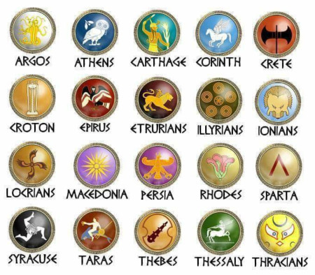Shields and emblems of the Ancient Greek cities