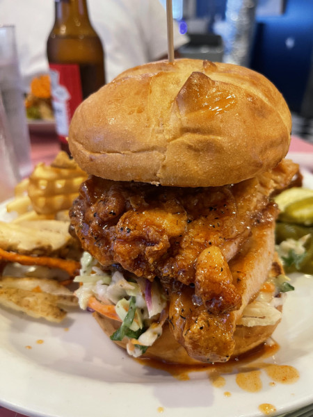 Hot honey Chicken sandwich from Honey Butter in Carbondale, CO