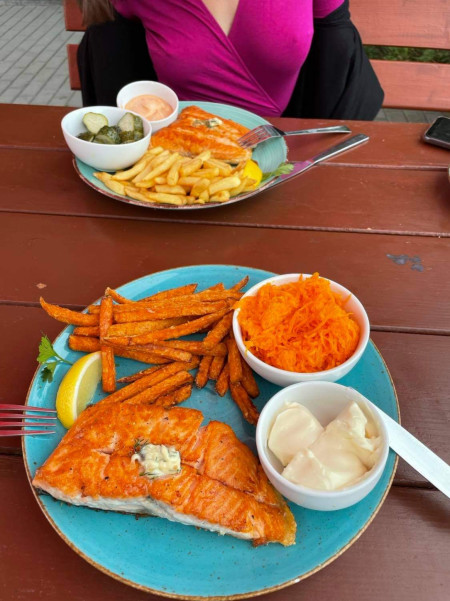 Amazing salmon eaten during Baltic Sea Holiday