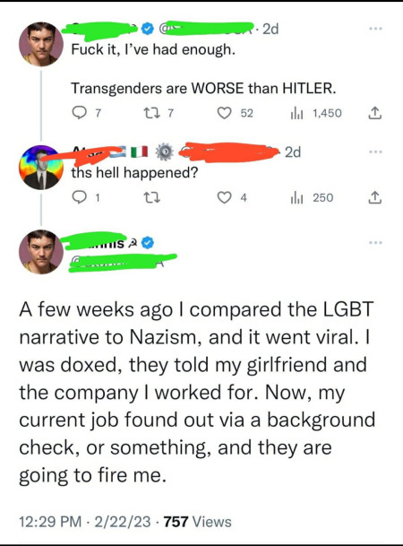 “Trans people are worse than Hitler”