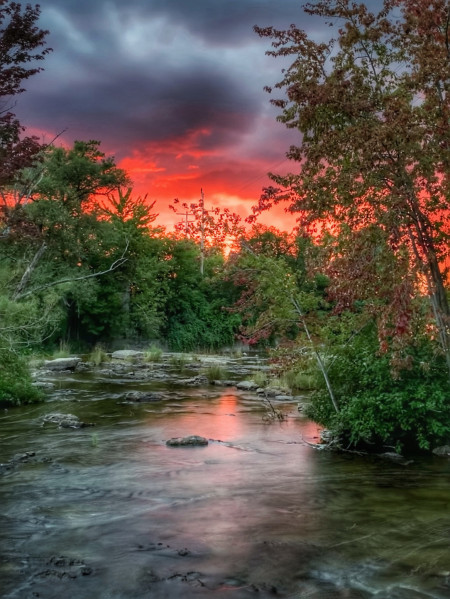 Sunset over the Mississippi River in Appleton, Ontario Canada