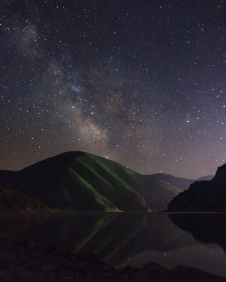 Description: Night sky over lake Kezenoy- Am, Chechnya