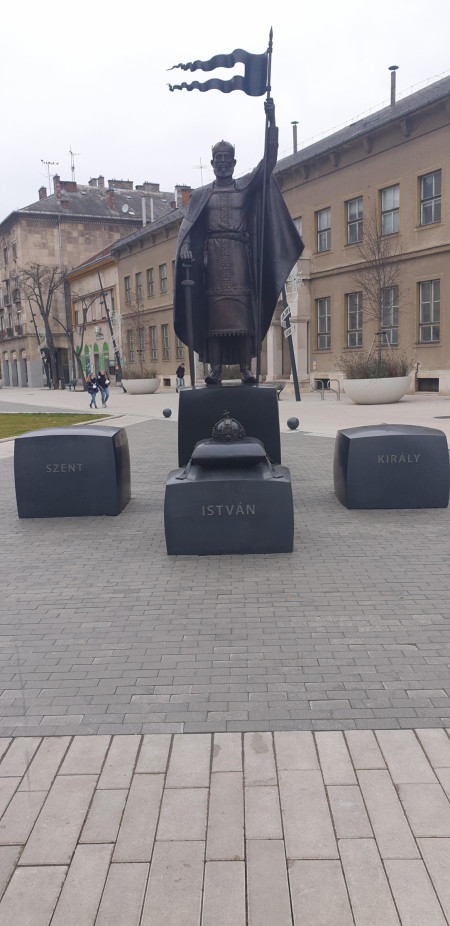 Statue of St. Stephen in the center of Debrecen, Hungary, also called the Calvinist Rome