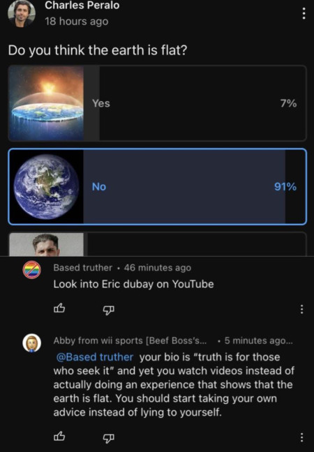 On a flat earth poll