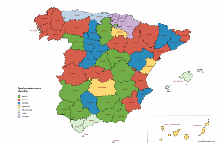 Etymological origin of Spain&#039;s provinces names