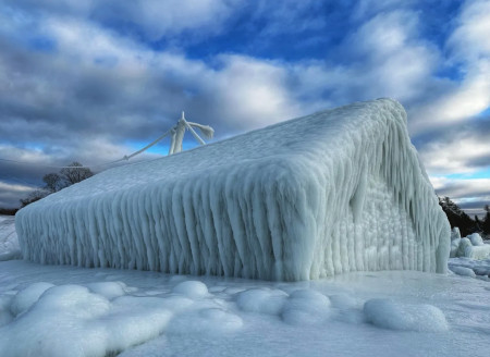 This building covered in a foot of ice in Wisconsin