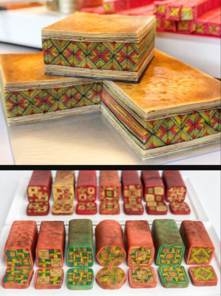 These traditional Sarawak cakes have some precise geometrical patterns
