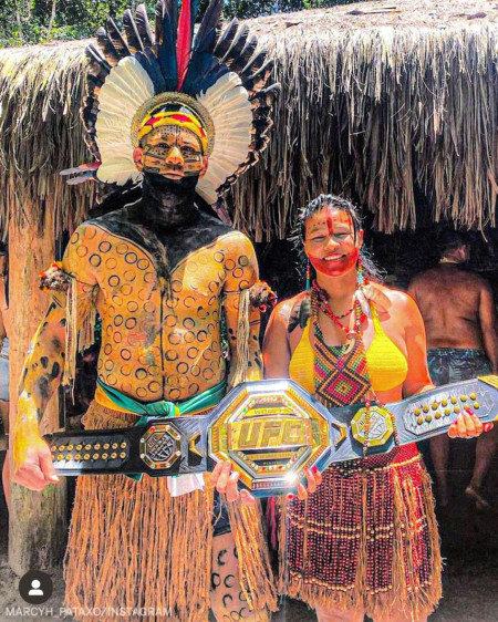 UFC champ Alex Pereira takes his belt to his tribe in Brazil