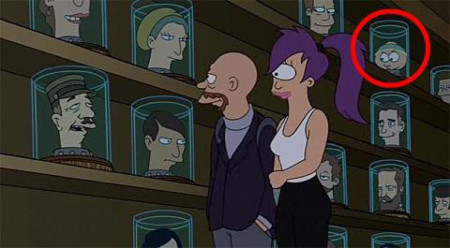 Cartmans head in futurama