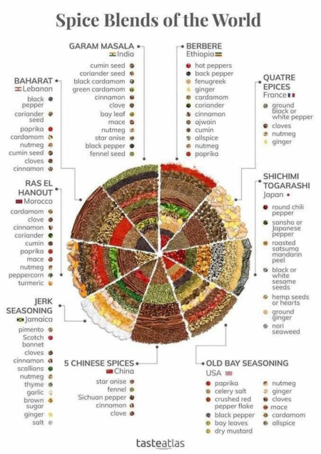 Neat guide of some world spice combinations