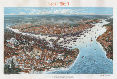 A bird&#039;s-eye view of Istanbul, printed in Berlin in 1896