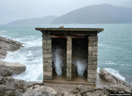 A seaside toilet in the Bay of Kotor