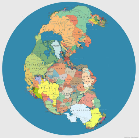 A map of Pangea with Borders